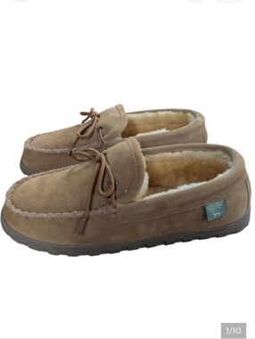 Cloud Nine Sheepskin Moccasin Slippers Tan Mens Size 9